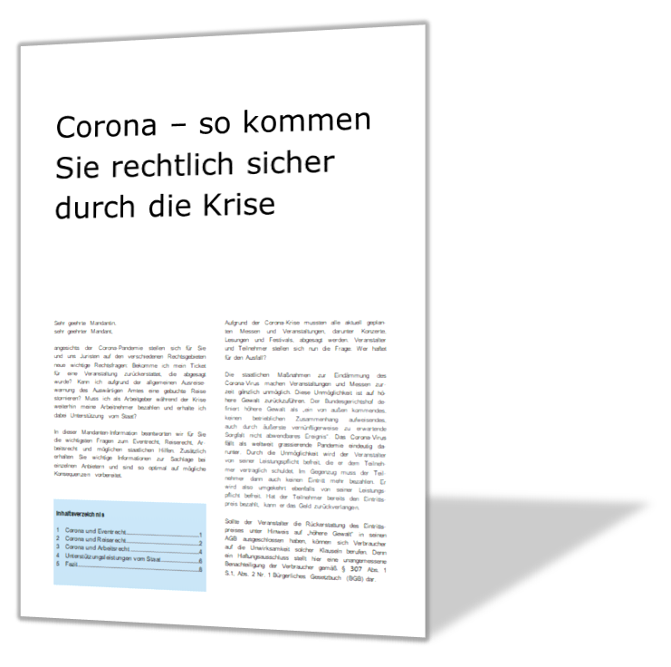 Jetzt neu: Mandanten-Information: Sicher durch die Corona-Krise